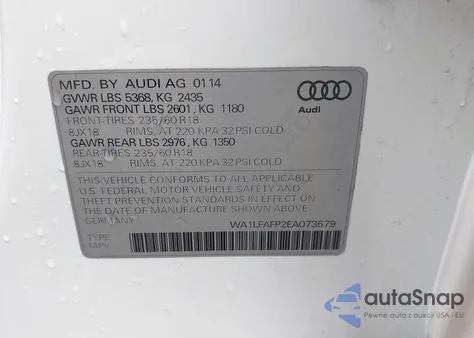 2014 Audi Q5 2.0T Premium из США, поврежденный, VIN WA1LFAFP2EA073579
